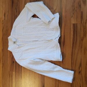 Chico's White Light-weight Jacket with Eyelet detailing Size: M (Chico's 1)